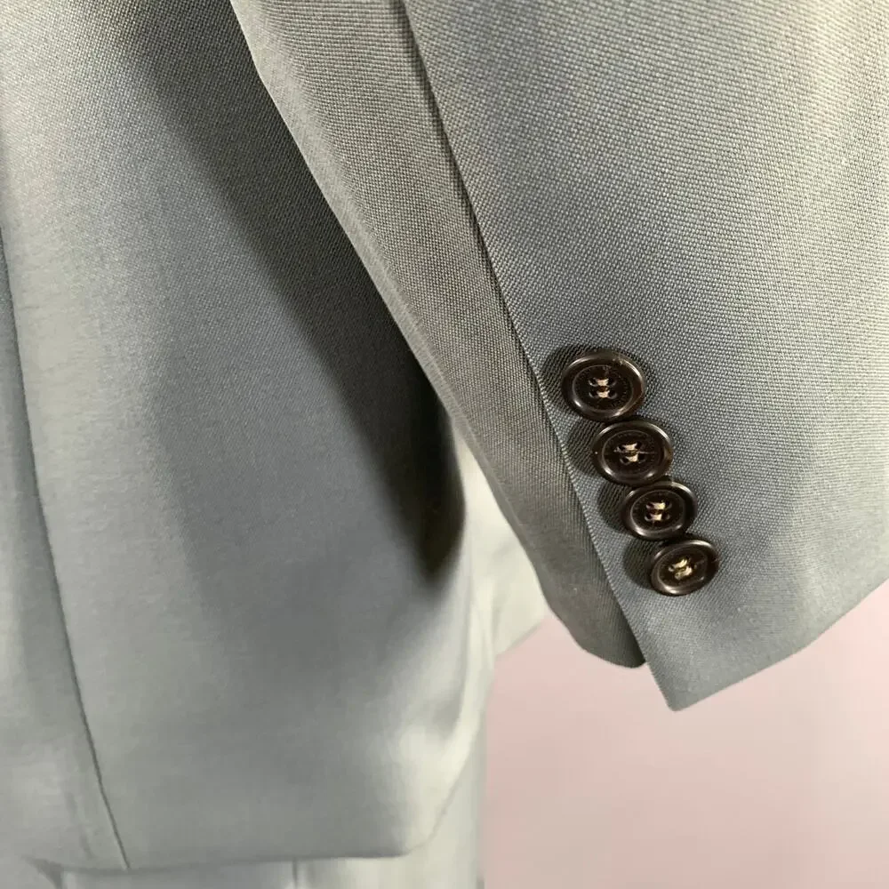 STELLA McCARTNEY Green Grey Viscose Blend Peak Lapel Suit
